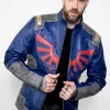 mens zelda hyrule Hylian Shield blue armor leather jacket