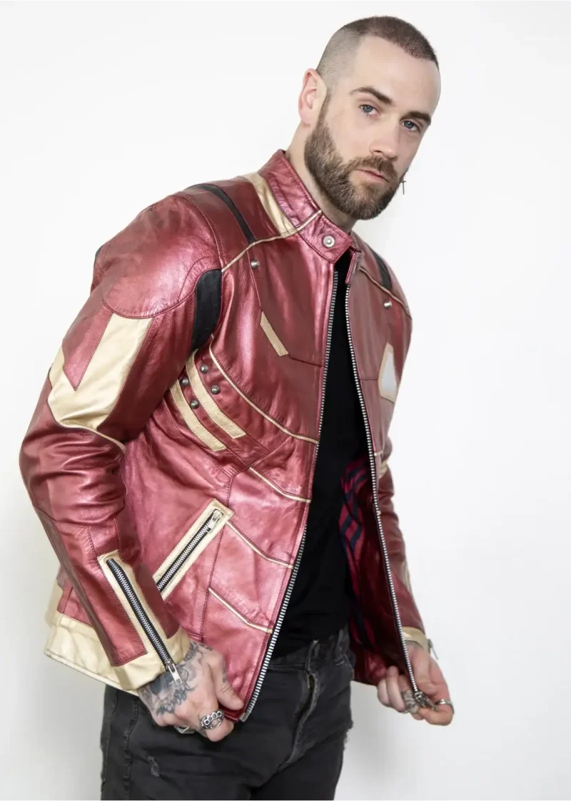 Mens Ironman Armor Leather Jacket