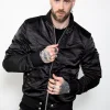 black sating flight bomber mens