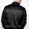 black flight satin bomber jacket