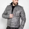 mens gray distressed leather jacket