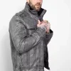 sci-fi military gray leather jacket