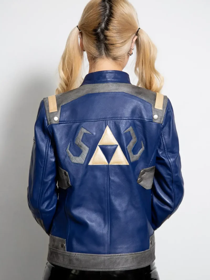 zelda hyrule shield blue leather jacket Hylian replica