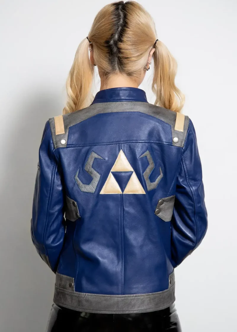 Buy Womens Hylian Zelda Legendary Hyrule Triforce Shield Blue Leather Jacket