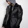 Hooded Black Bomber Jacket