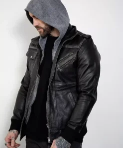 Hooded Black Bomber Jacket