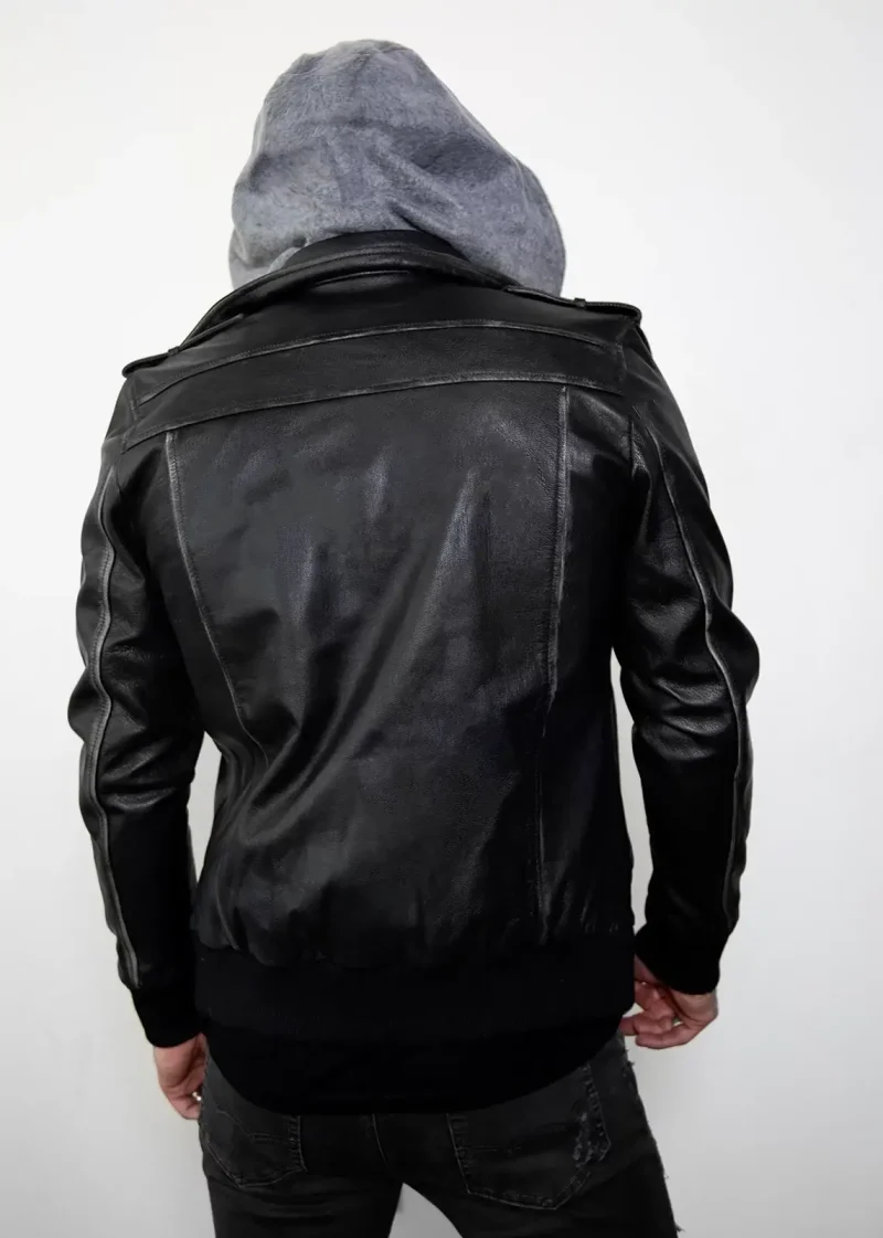 Black Hooded Bomber Jacket Mens