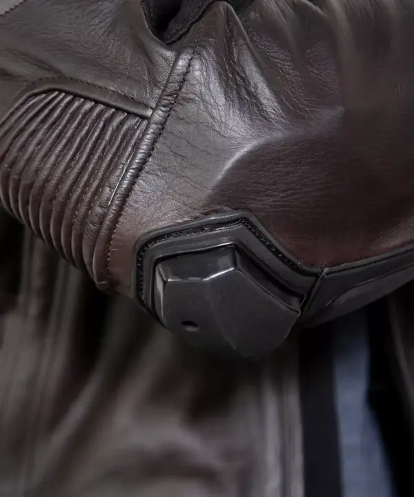 Mens Brown Leather Motorcycle Jacket with Armor