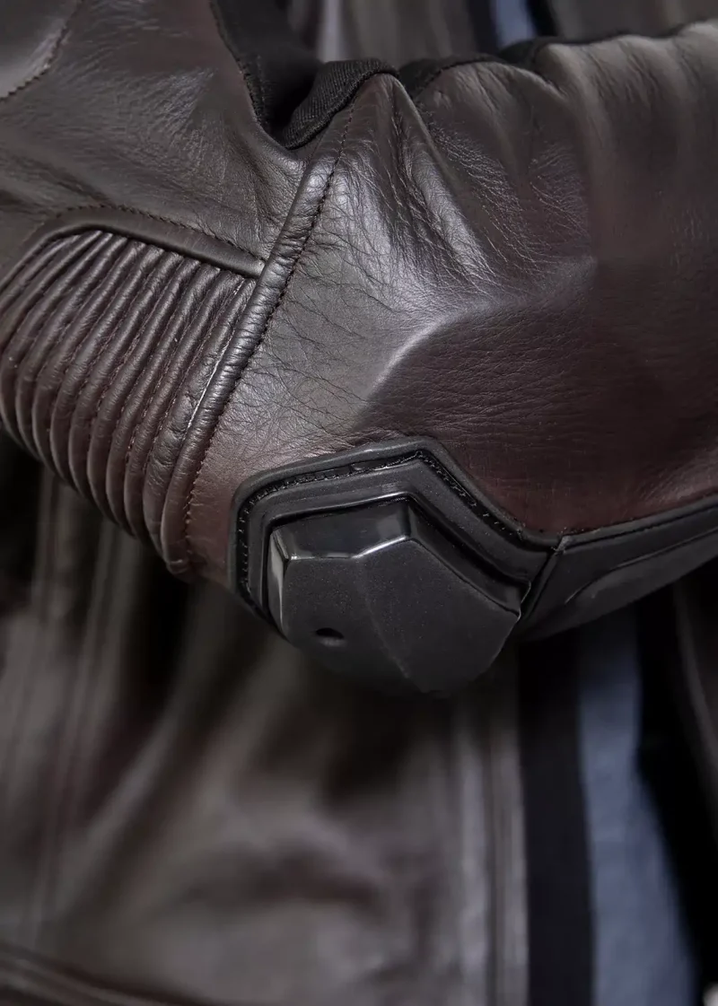Mens Brown Leather Motorcycle Jacket with Armor