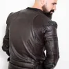 Leather motorcycle jacket with armor