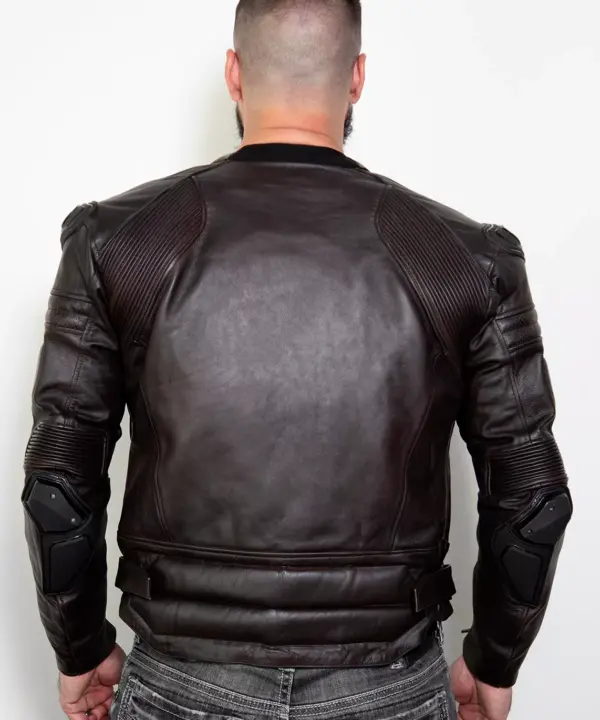 Motorcycle leather jacket with armor
