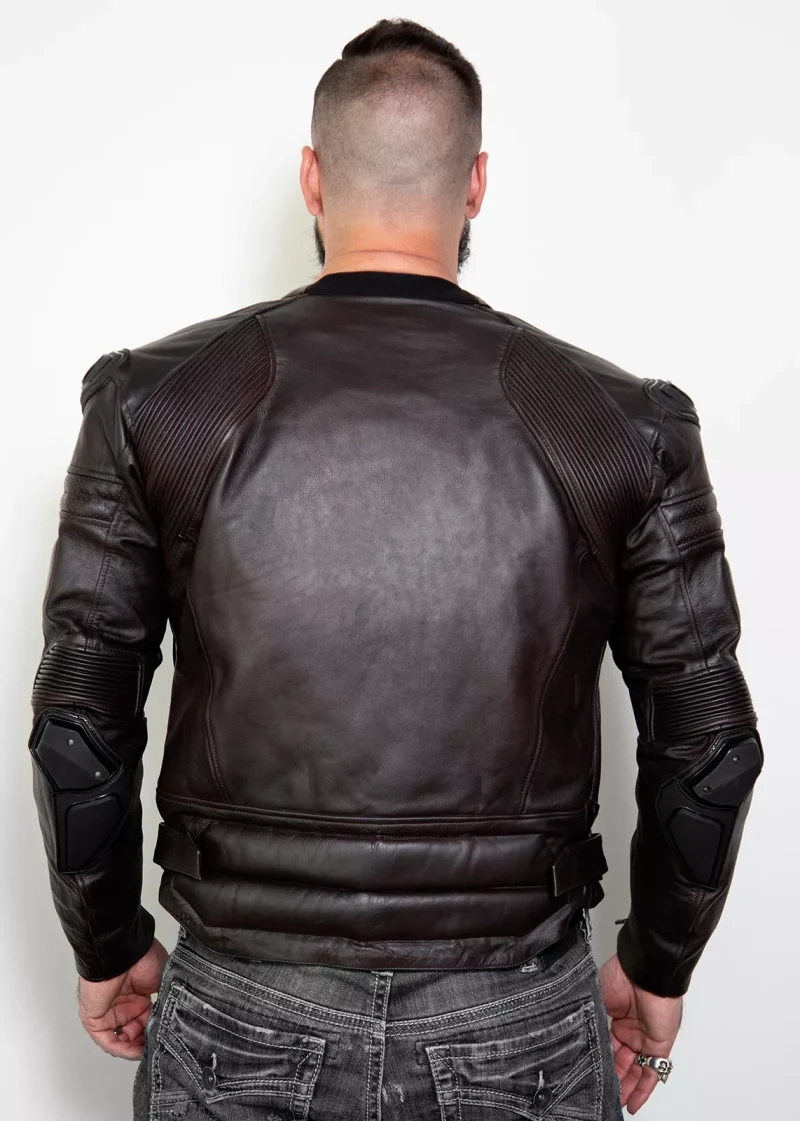 Motorcycle leather jacket with armor