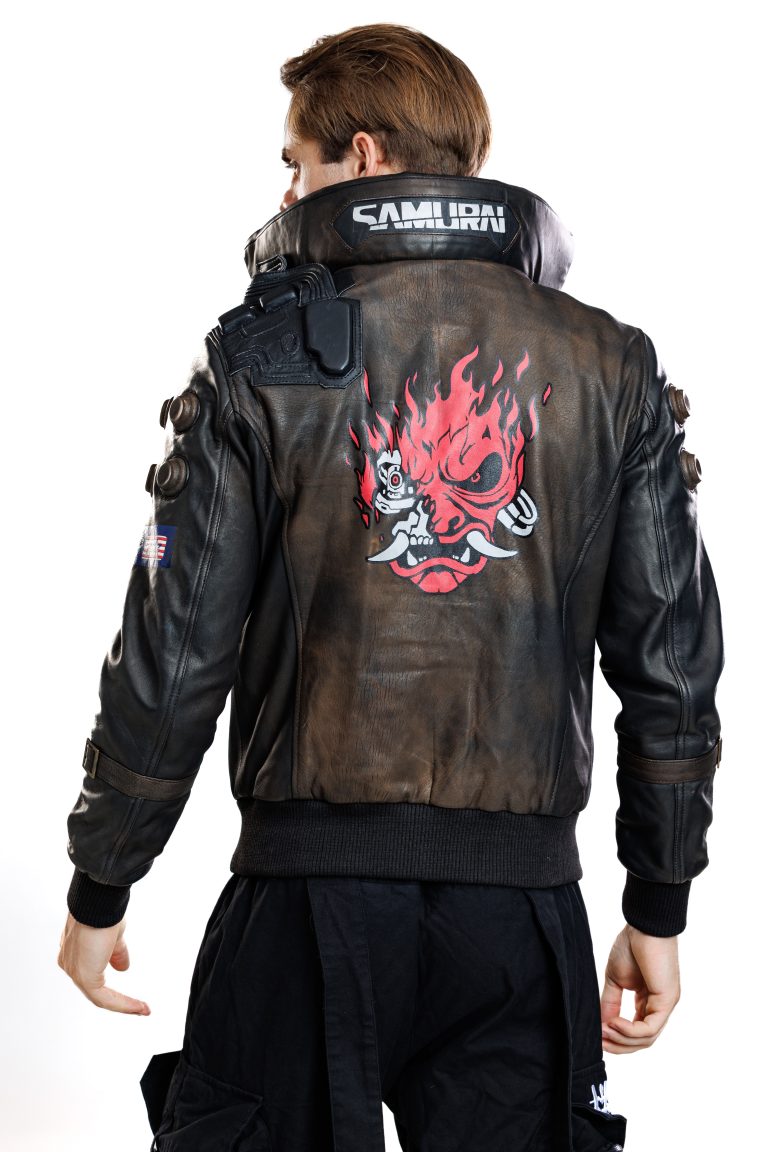 2077 Bomber Leather Cyberpunk Samurai Jacket - Luca Designs