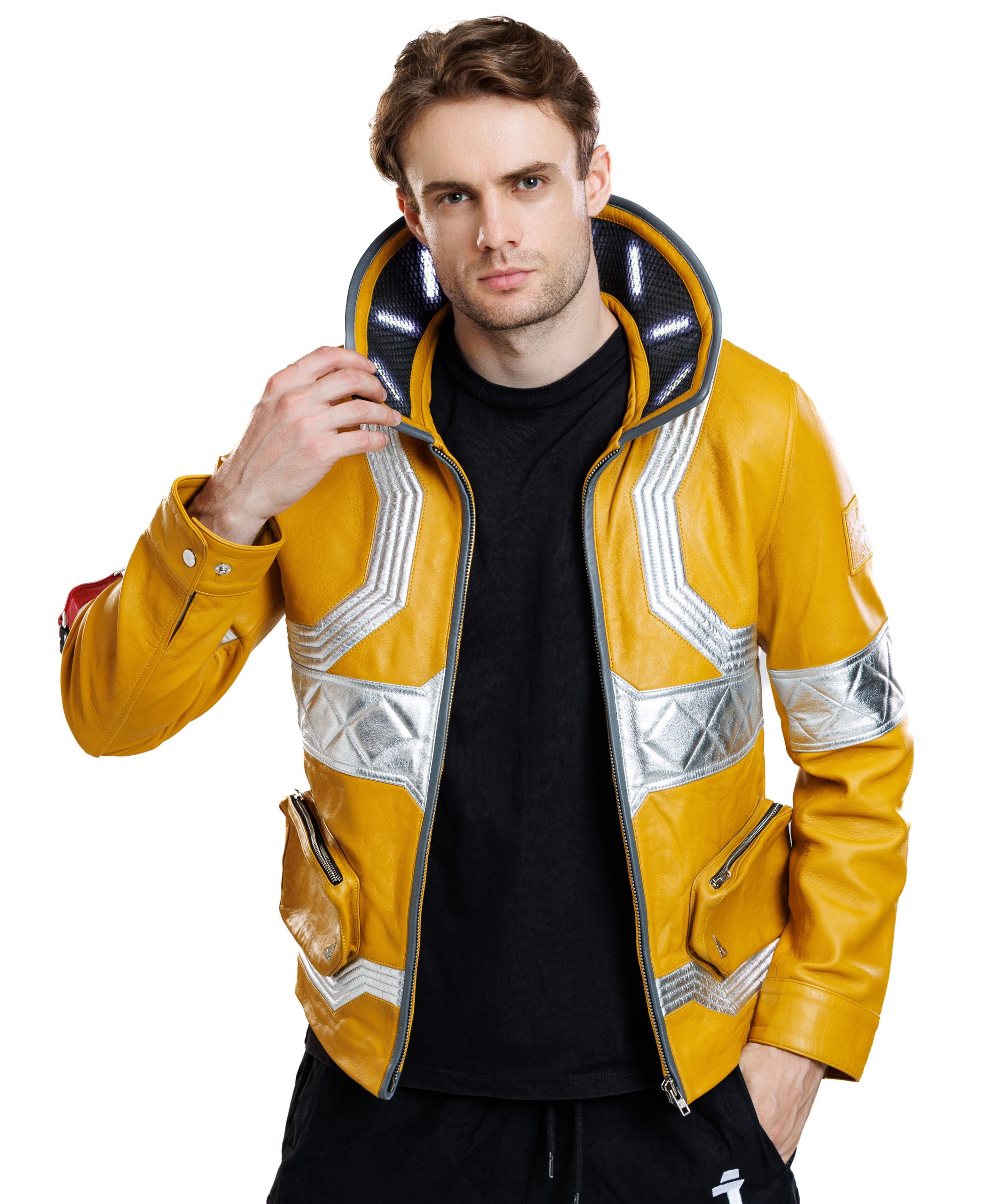 2076 Cyberpunk Edgerunner Bomber Leather Jacket