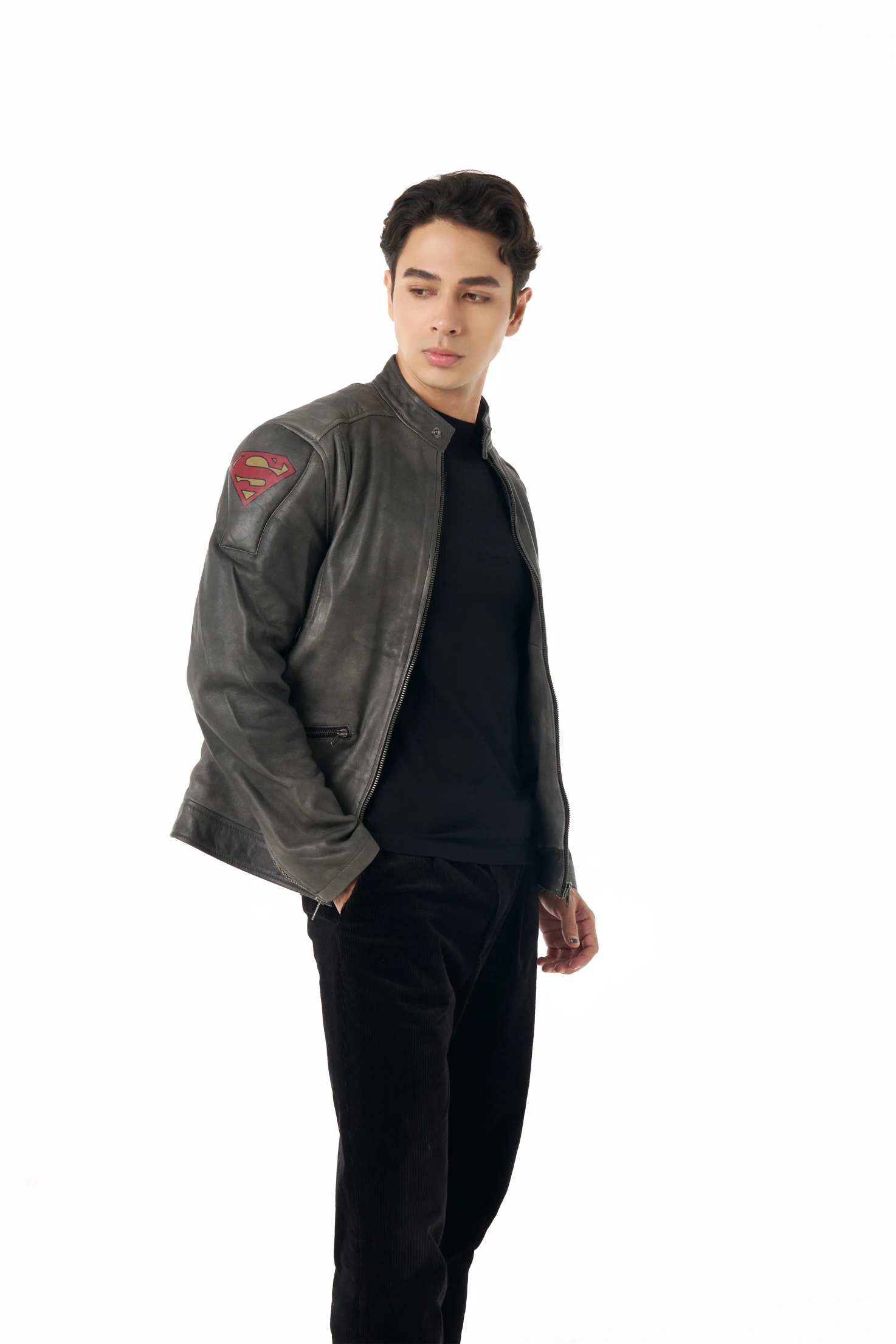 Superboy Grey Leather Jacket