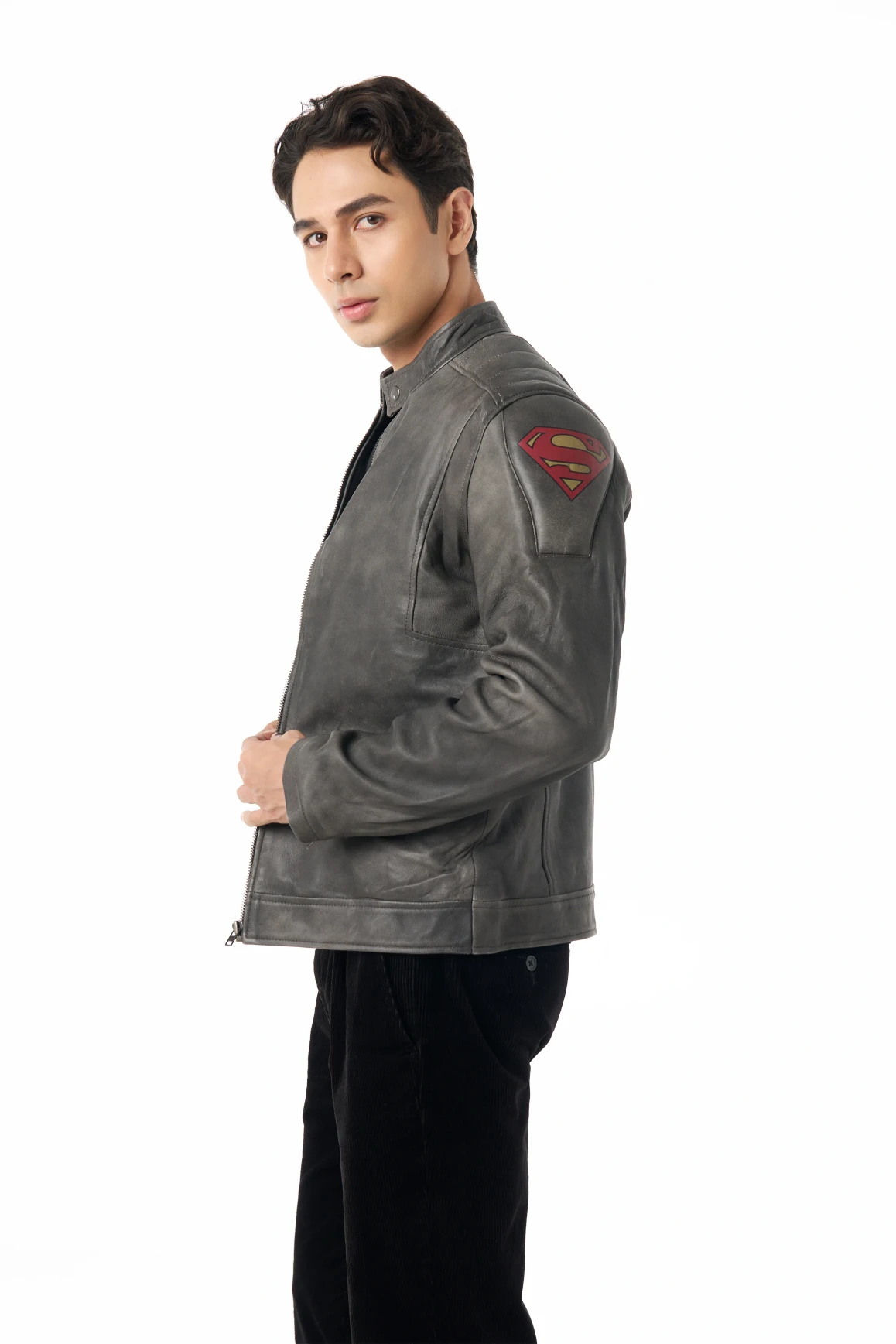 Superboy Grey Leather Jacket