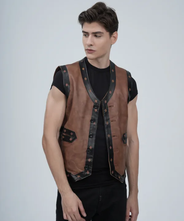 The Warriors Brown Leather Vest