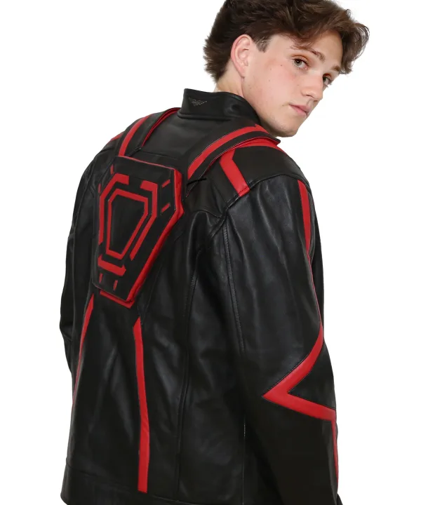 Men's Tron Black with Red Highlights Leather Jacket