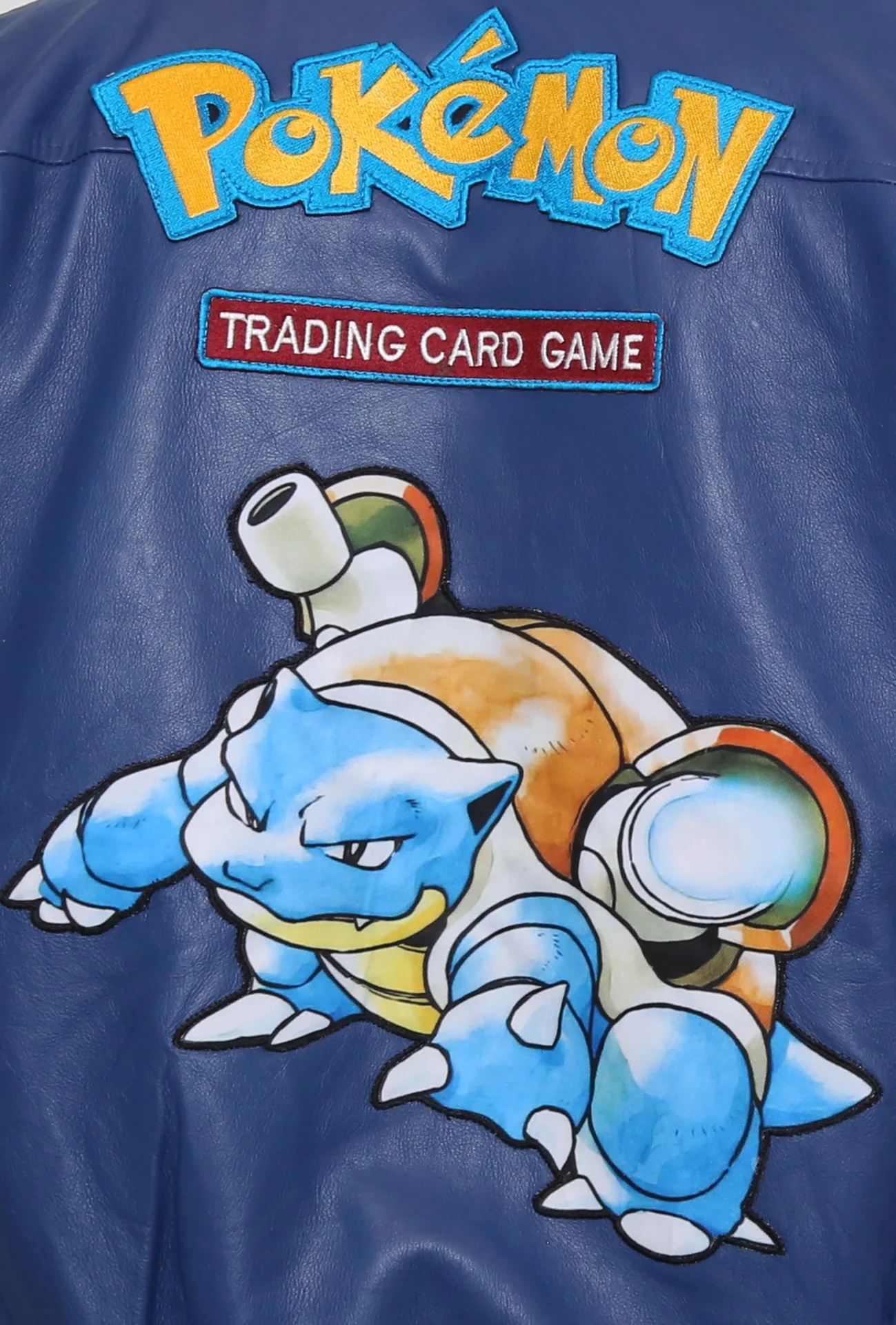 Blue Leather Armored Water Turtle Bomber Jacket